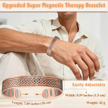 Cigmag Copper Magnetic Bracelet for Men, with Powerful 9X 5000 Gauss Magnets, Adjustable Solid Pure Copper (Axe)