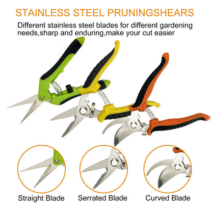 Pruning Shears, 4 Pack Garden Shears with Gardening gloves, Clippers Handheld, Stainless Steel Garden Snips, Lengnoyp Pruners for Gardening