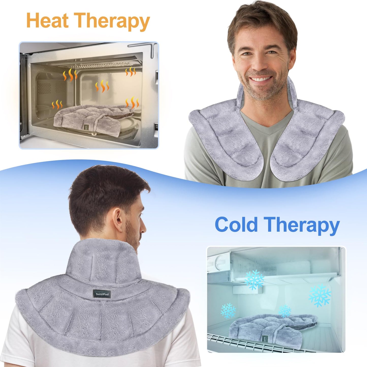 SuzziPad Microwave Heating Pad for Neck and Shoulders, Weighted Shoulder Wrap to Reduce Discomfort, Heated Wraps with Herbal Aromatherapy, Moist Heat Warmer Hot & Cold Compress