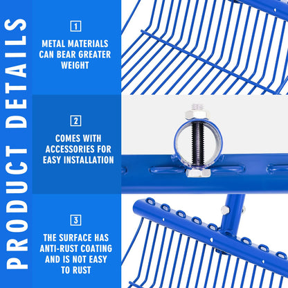 Tandefio 1 Pack Manure Fork Replacement Head Metal Pitchfork Horse Manure Rake Garden Pitch Fork Replacement Head with Angled Tines for Horse Stall Poop Picking up(Blue)