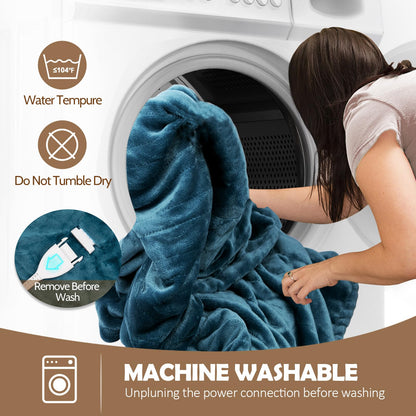 HOW'S MY HOUSE Heated Blanket Throw 50" x 60", Electric Blanket with 12 Time Settings & 6 Heating Levels, Over-Heat Protection, Flannel Sherpa Super Cozy with ETL Certification, Gray