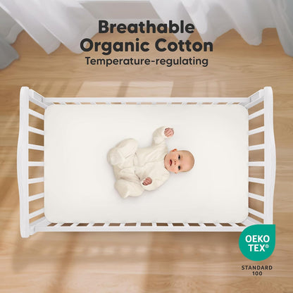 KeaBabies Organic Crib Sheets - 2-Pack Fitted Jersey Cotton Covers for Boys & Girls | Soft & Breathable (52x28, Herb)