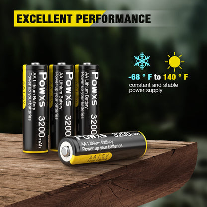 POWXS AA Lithium Batteries, 8Pack 1.5V Lithium Iron Double A Batteries 3200mAh Super Capacity for Blink Camera, Video Doorbell, Flashlight, Toys, Remote Control 【Non-Rechargeable】