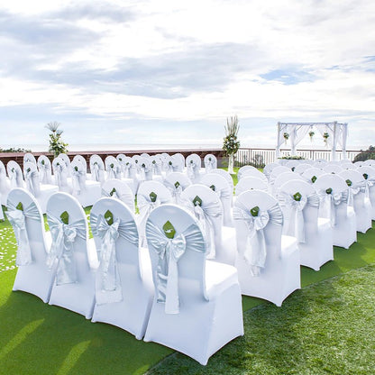 VEVOR 200 Pcs Flat-Front Chair Covers Polyester Spandex Chair Cover Stretch Slipcovers, Wedding, Holiday, Banquet, Party, Celebration, Dining, White