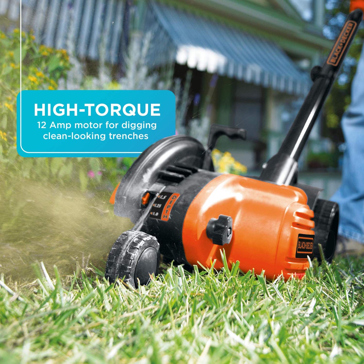BLACK+DECKER Lawn Edger Trencher 2 in 1, 12 Amp 7.5 in. Electric Edger Lawn Tool for Landscaping and Trench Digger, 3 Height Settings, Corded (LE760FF)