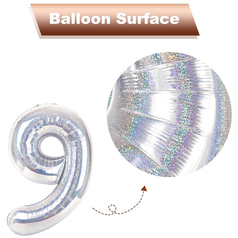 Laser Silver 8 Balloon, Number Balloons 40 Inch, 8th Birthday Decorations for Girls, Birthday Balloons, Laser Silver Party Supplies, Number 8 Balloon