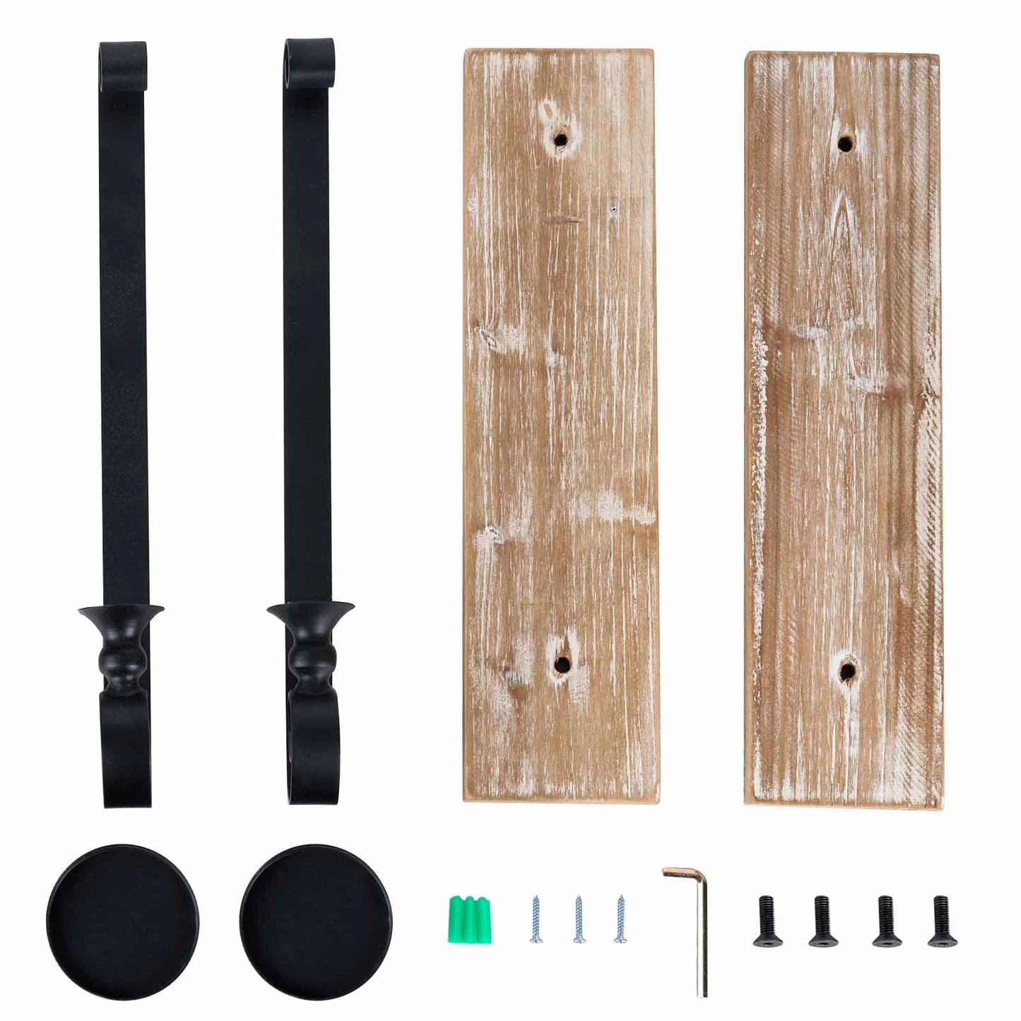 Wall Sconce Candle Holder (Set of 2) Black Wall-Mount Metal and Wooden Candle Holders for Living Room, Bathroom, Dining Room