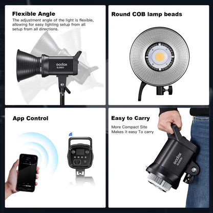Godox 3 Pack SL-60II bi 180W CRI95+ White Continuous Output Lighting LED Video Light Bowens Mount Kit for YouTube,Video Shooting,Studio,Children Photography,Wedding &Softbox,Light Stand,Carrying Bag