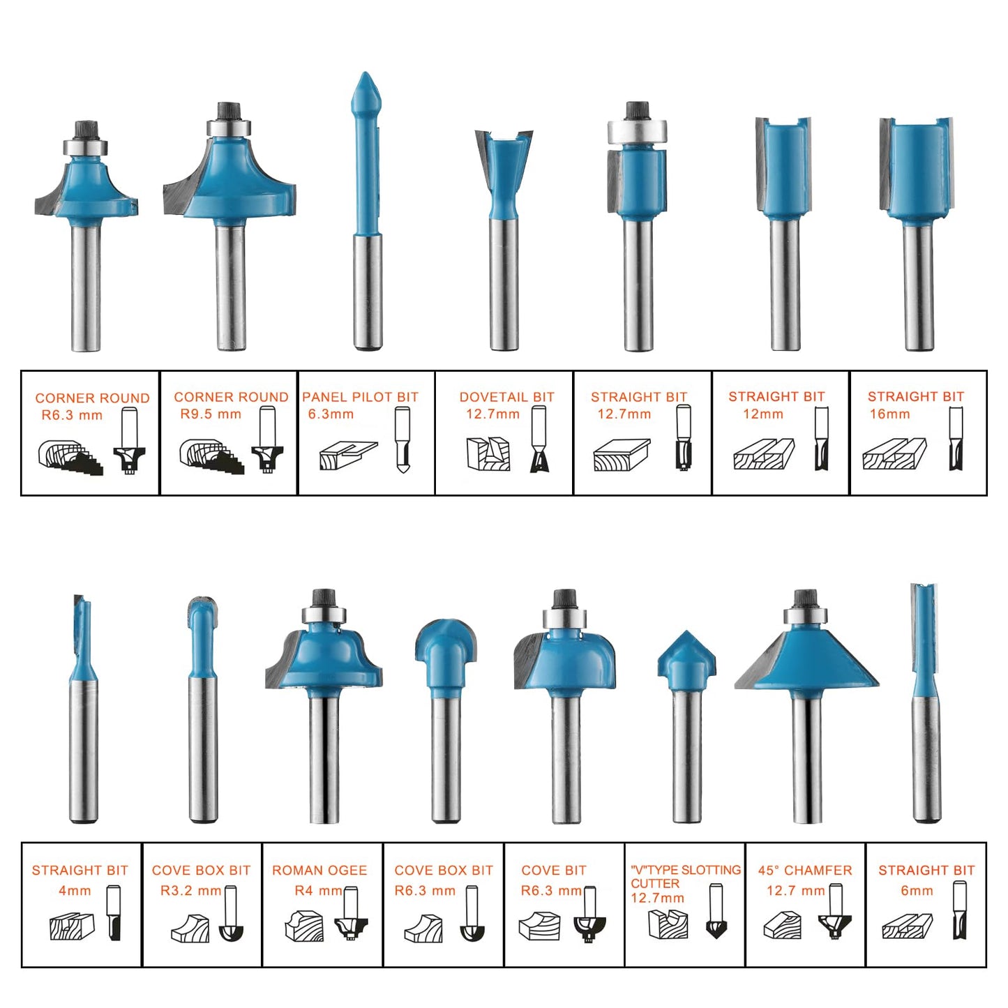 Genmitsu CNC Machine 3018-PRO Router Kit +15pcs 1/4 Inch Shank Router Bits Set with Carry Storage Case