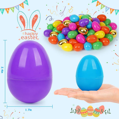 YEAHBEER 150 Easter Eggs, 2.36" Bright Colors Plastic Easter Eggs Empty Include 6 Golden Eggs for Easter Hunt,Filling Treats, Basket Stuffers, Party Favor (150 Pack)
