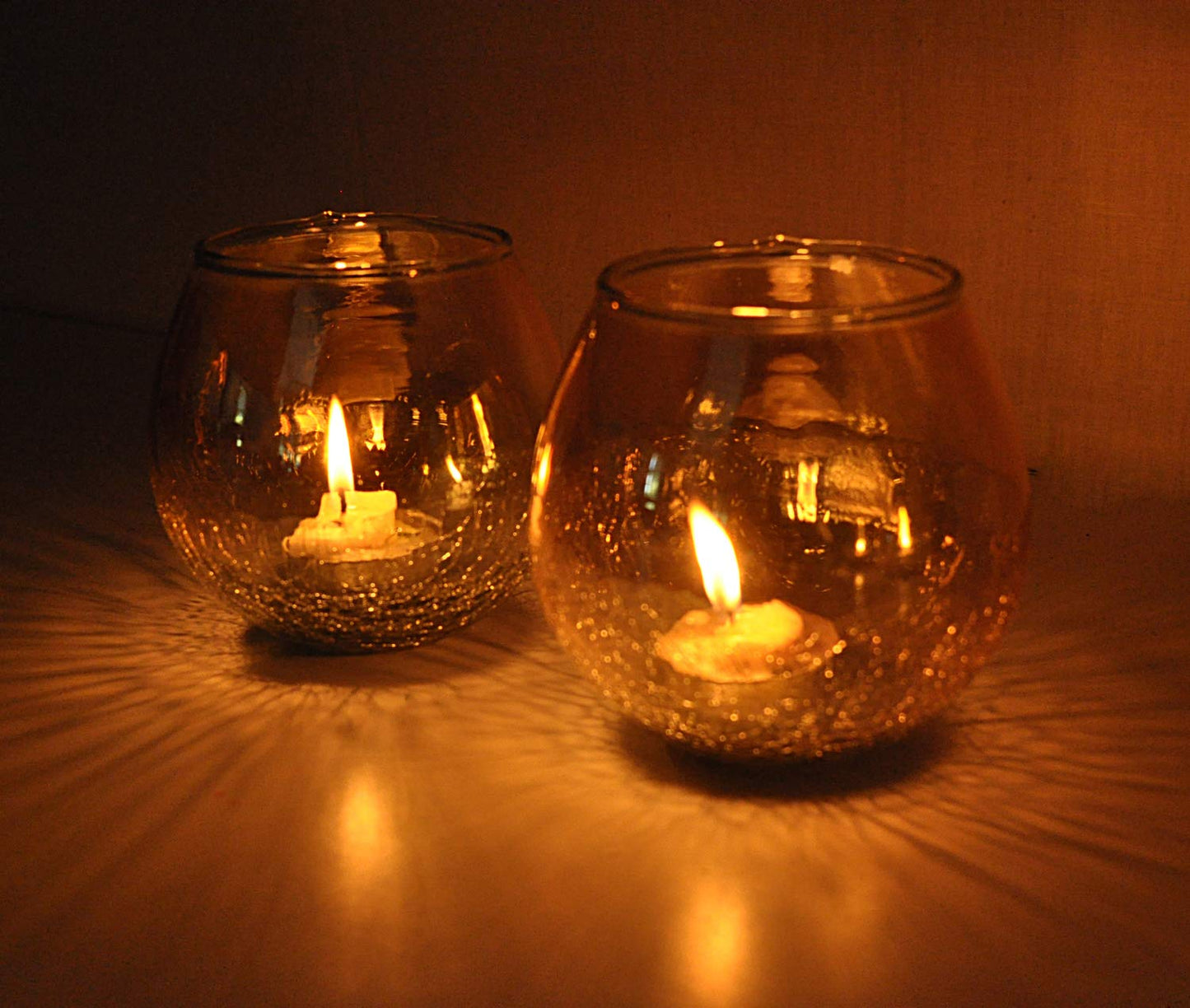 Votive Candle Holders 2 Pcs Half Cracked Glass Halloween Candle Holder Votive Candle Holder - Tea Light Candle Holder for Home Decor Weddings Table Centerpieces Votive Tea Light Candle Holder