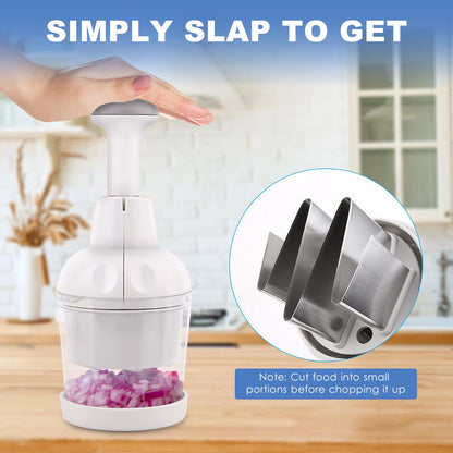 Vegetable Chopper, Food Chopper Manual Hand, Onion, Salad, Garlic, Nut & Veggie Cutter, Dishwasher Safe, White