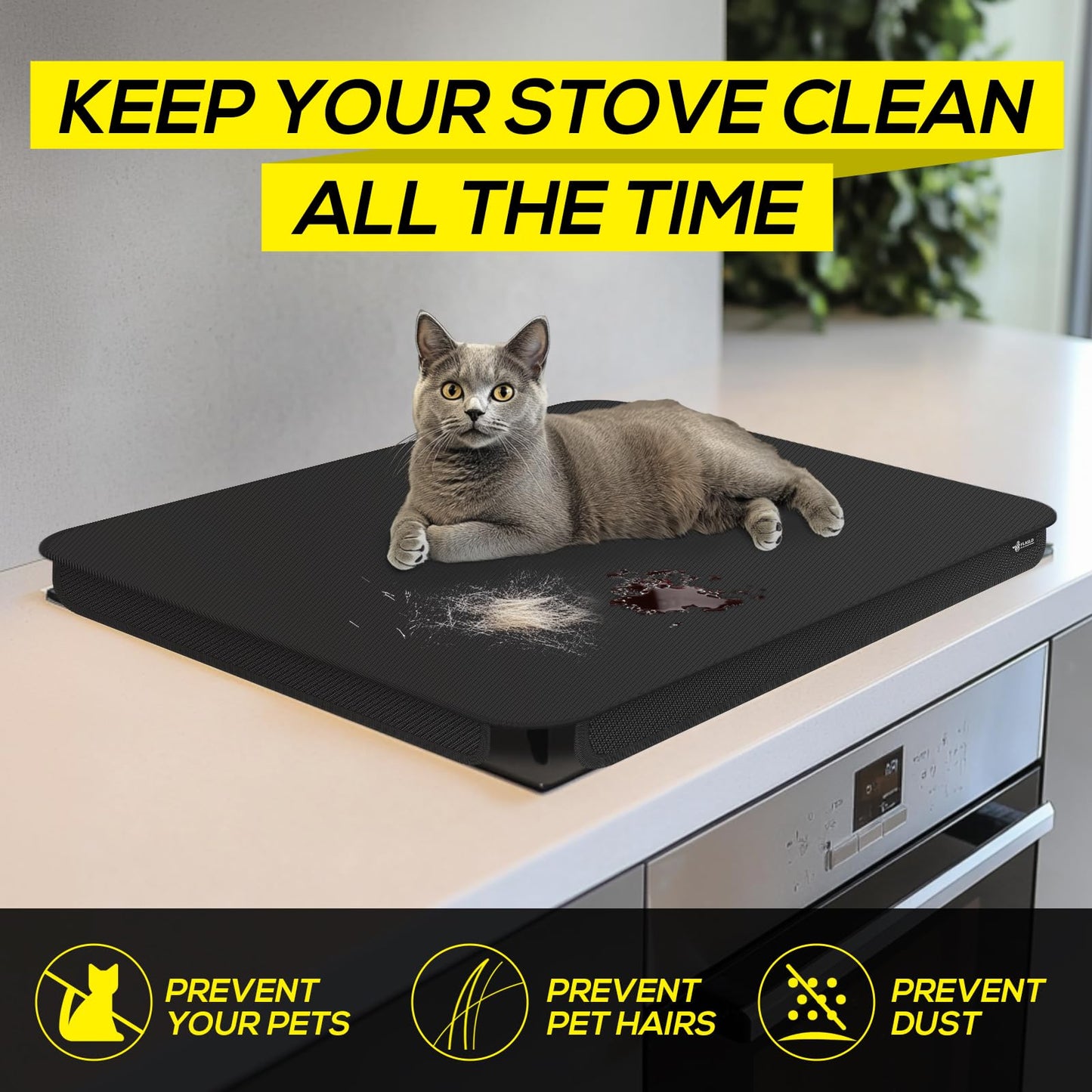 FLASLD Soft Gas Stove Burner Cover Fabric Mat, 29.5×21 Inches Foldable Easy Clean Gas Stove Protector, Anti Dust Stove Covers, Washable Stove Guard Top Protector