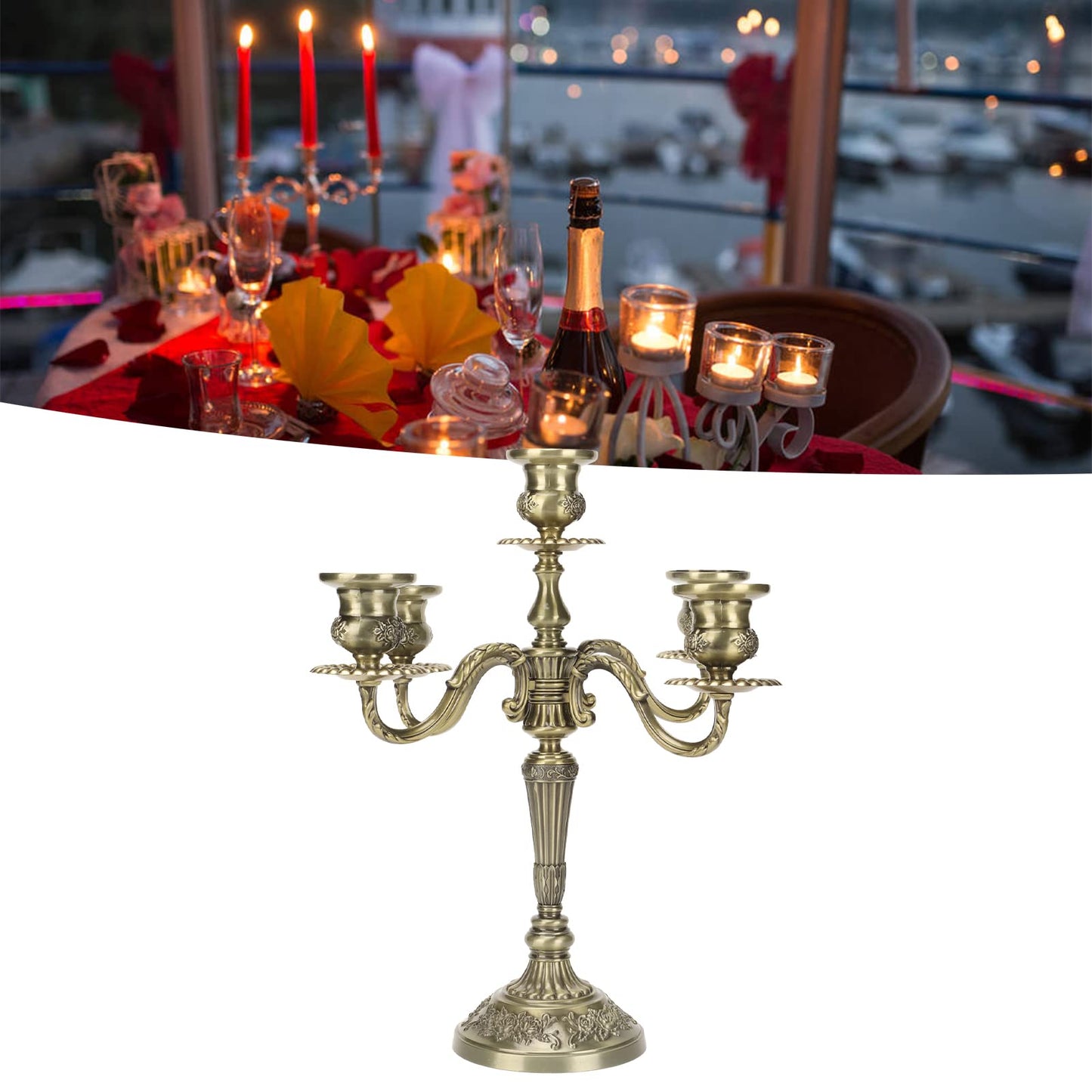 5 Arms Candelabra Scratch Resistant Rustproof Vintage Tall Candelabra for Weddings Parties