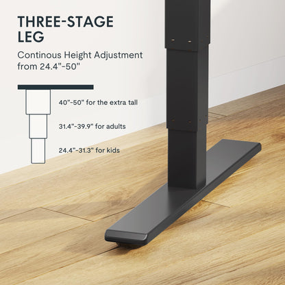 FLEXISPOT E6 MAX Dual Motor 55x28 Inch 3-Stage Heavy Duty Standing Desk, 330lbs Weight Capacity, Height Adjustable Desk w/Cable Management & Wheels (Seamless Special Walnut Desktop + Black Frame)