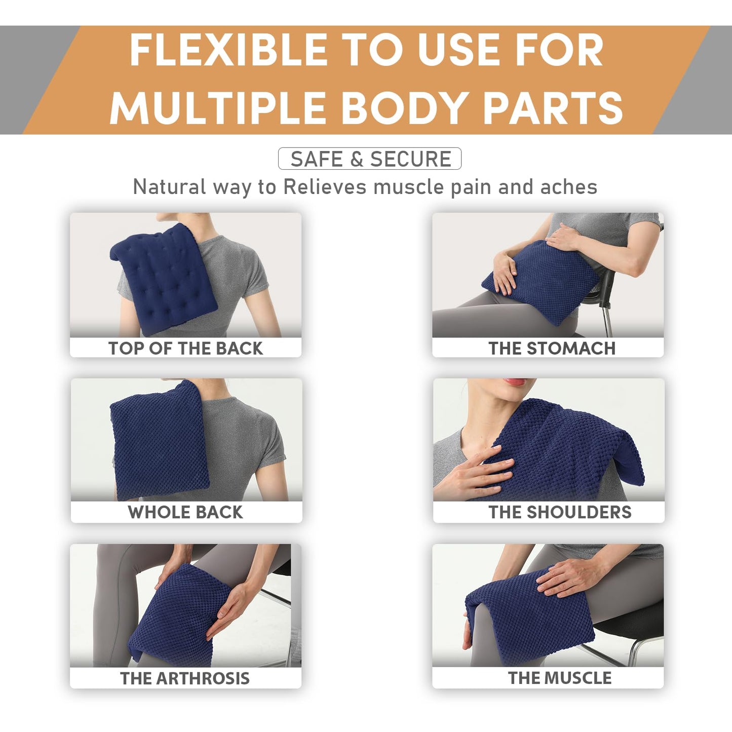 UNCN Wide Microwave Heating pad with Washable Cover 9.5 x 16in Microwavable Hot Pad for Neck Shoulder, Cramps, Back Cordless Warm Compress Weighted Moist Heat Pack for Aches, Unscented