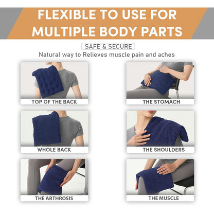 UNCN Wide Microwave Heating pad with Washable Cover 9.5 x 16in Microwavable Hot Pad for Neck Shoulder, Cramps, Back Cordless Warm Compress Weighted Moist Heat Pack for Aches, Unscented