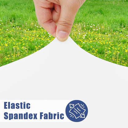 Moosfor Round Spandex Tablecloth, Elastic Fitted Waterproof Tablecloths for 31"-35" Tables, Stretch Washable Picnic Table Cover for Camping, Dining, Indoor and Outdoor, White