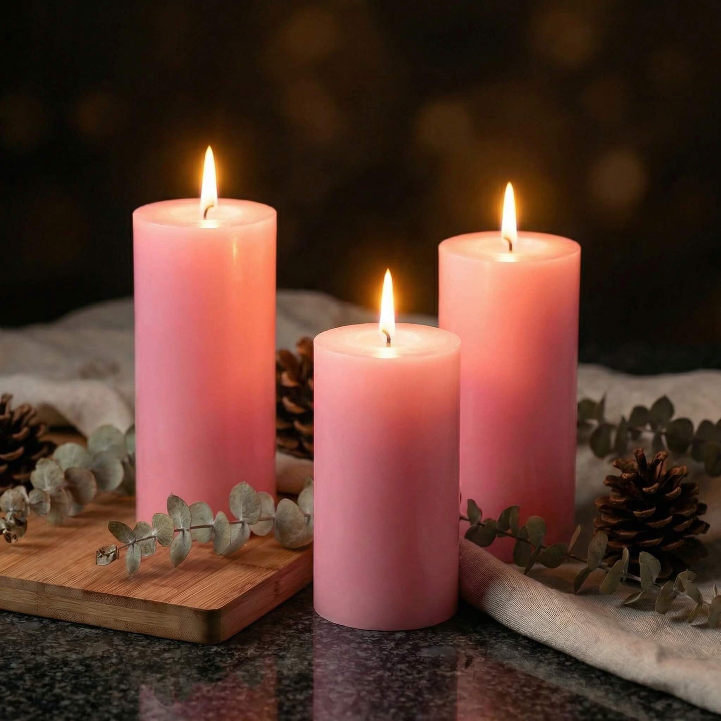 Richland Set of 3 Pink Pillar Candles 3" x 6" Unscented for Weddings Home Holidays Relaxation Spa Church