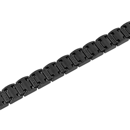 Men's 14MM Wide Black Stainless Steel Link with 0.50ctw Black Diamond Satin Finish 8.5" Bracelet