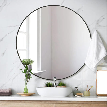 WIOWUR Black Round Mirror 30 Inch,Circle Bathroom Vanity Mirror for Wall