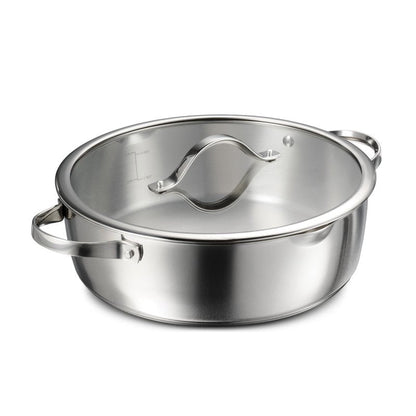 Tramontina Tempo Tri-Ply Base Stainless Steel 5-Quart Dutch Oven Pot with Glass Lid, Induction-Ready, Oven-Safe, Dishwasher-Safe