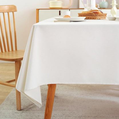 Laolitou Table Cloth (Fits 8 Foot Table) Rectangle Linen Waterproof Textured White Tablecloth, Washable Wrinkle Free Spill Proof Fabric Tablecloths for Dining Table Farmhouse, 60x120 Inch