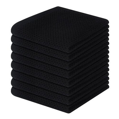 Homaxy 100% Cotton Waffle Weave Kitchen Dish Cloths, Ultra Soft Absorbent Quick Drying Dish Towels, 12 x 12 Inches, 8-Pack, Black
