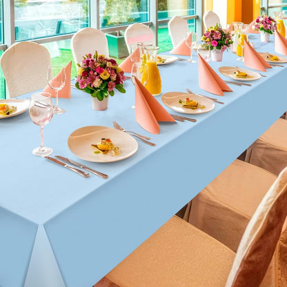 YIDAKO 6Pcs Light Blue Tablecloths,Disposable Plastic Tablecloth,Waterproof Baby Blue Rectangle Table Cover for Graduation Birthdays Weddings Anniversary Party Decorations,54 x 108 Inch
