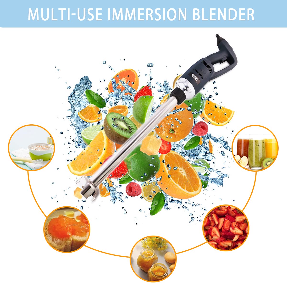 NJTFHU 20 in Heavy Duty Immersion Blender for Kitchen Commercial Mixer Electric 500W Detachable Shaft Adjustable Variable Speed Emulsifier Blender Handheld
