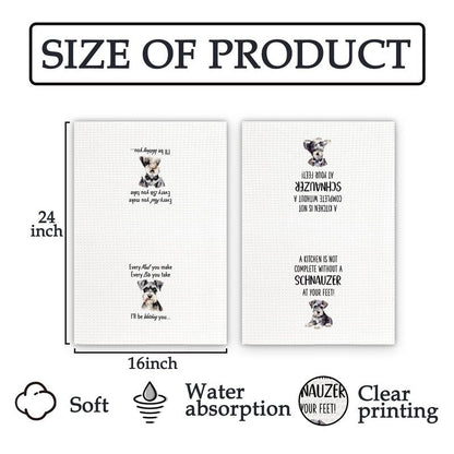 FIicy Miniature Schnauzer Gifts Kitchen Towels - Schnauzer Dog Lover Gifts Dish Towels, Mini SchnauzerGifts Dog Owner Decorative Hand Towels for Kitchen, DogKitchen Decor, Set of 2(16x24 Inch)