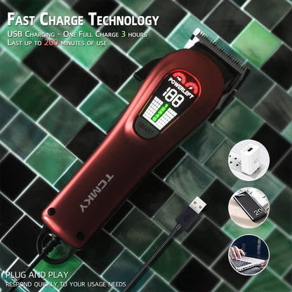 Hair Clippers for Men Professional Clippers for Men Cordless&Corded Barber Clippers for Hair Cutting & Grooming. Rechargeable Hair Trimmer Kit for Household (Red)