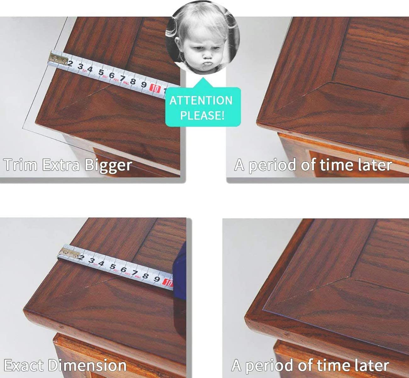 Leffora Frosted Table Cover Protector 40 x 72 Inch, 1.5mm Thick Plastic Desk Protector Mat, Rectangular Waterproof PVC Placemats, Transparent Mat for Kitchen, Dresser, Writing Desk, Dining Room Table