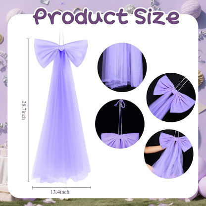 Zeyune Giant Purple Bow Party Decoration - 13.4 x 28.7 Inch Wall Decor for Birthdays, Weddings & Showers