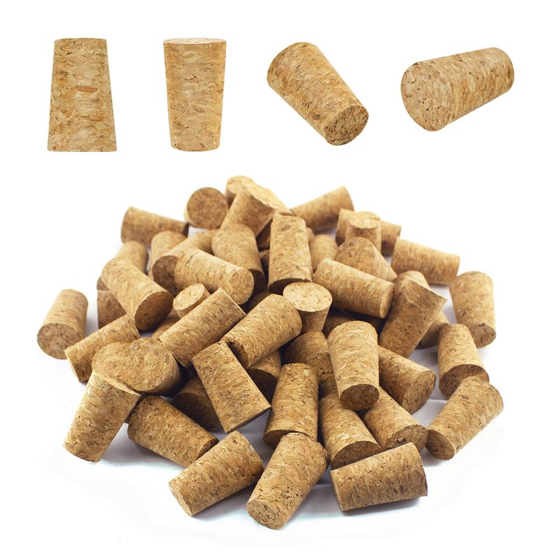 100 Pack Corks for Crafts, Tapered Wine Bottle Cork Stoppers Replacement Corks for Wine Beer Bottle, Leakproof