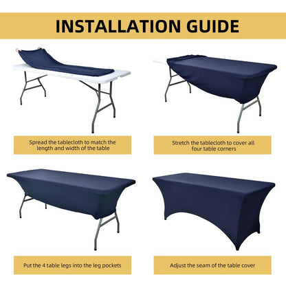 ZarzaaSik 2-Pack 4ft Spandex Table Covers for Rectangular Folding Tables - Wrinkle Resistant Stretch Tight Table Cloths - Ultimate Fitted Table Protector for Parties, Banquet, and Wedding
