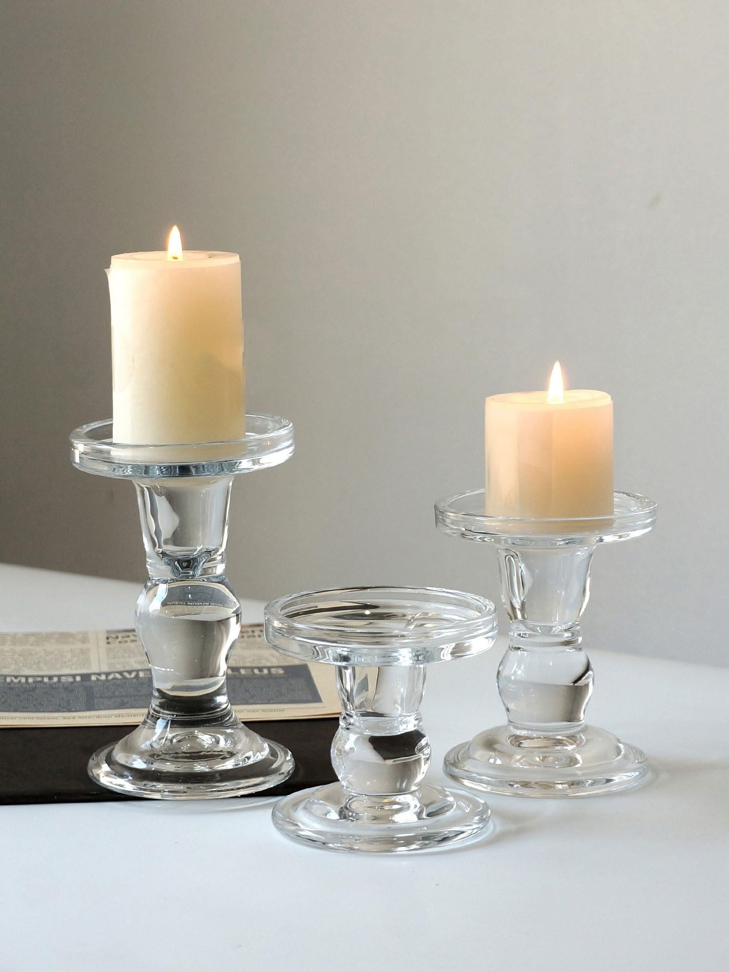 YUHUAWF Candle Holderss Glass Candle Holder, Candlelight Dinner Decoration, Aromatherapy Candle Holder Decorative Candlestick(Small)