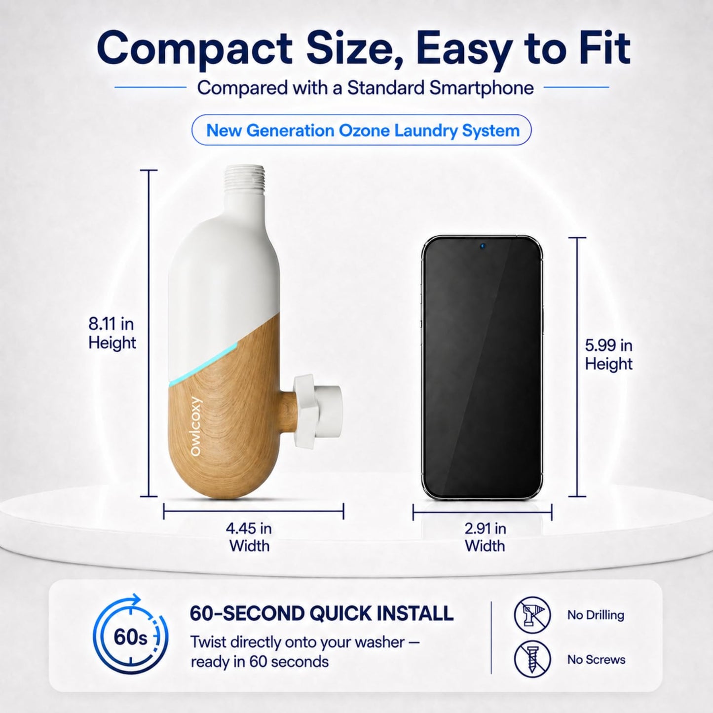 Portable Ozone Laundry System, Chemical‑Free Fabric Sanitizer and Deep Cleaner, Universal Odor Eliminator for Washing Machine, Home Fabric Freshener for Clothes, Bedding and Towels