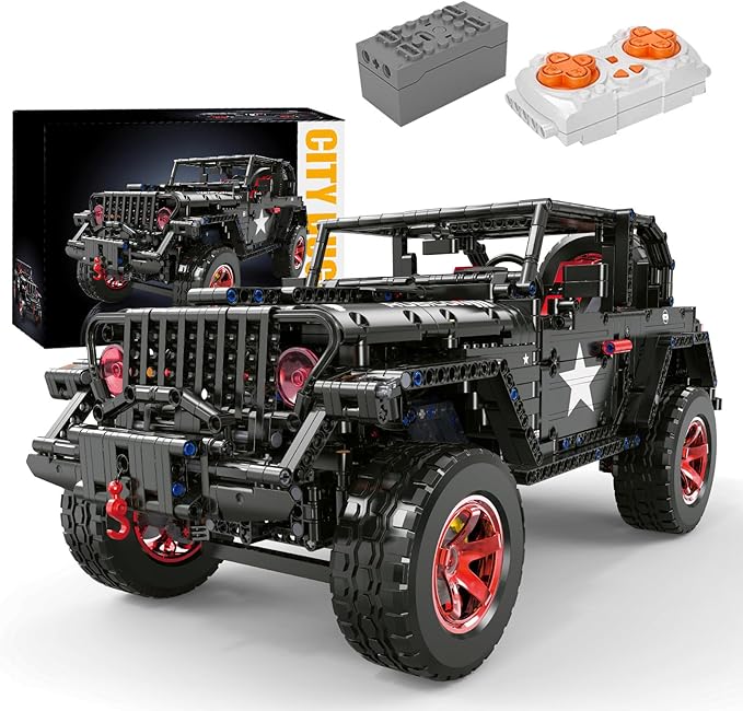 RC Off-Road SUV Wrangler Black Warrior Building Kits 1/8 Scale Pickup Truck Car with Remote Control Lights Challenge Building Blocks Gift for Technical Enthusiasts Adults &amp Teens Age 14+ (2272PC