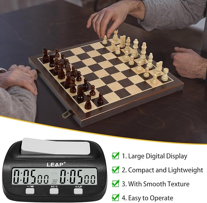 LEAP Chess Clock Digital Chess Timer Professional Chess Clock Timer with Time Bonus and Delay Features Great for Chess I-Go Upgraded Model