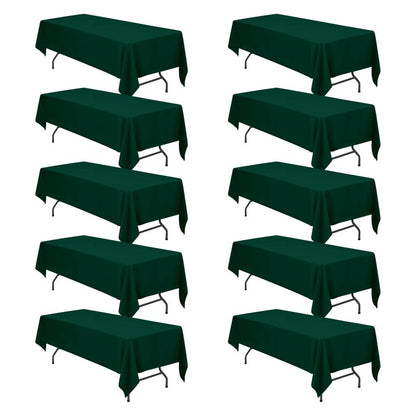 BRILLMAX 10 Pack Hunter Green Tablecloths 60 x 126 Inch for 8ft Rectangle Tables - 150 GSM Polyester Fabric, 15" Standard Drop, Water, Stain & Wrinkle Resistant Cloth Cover for Wedding Dining Buffet