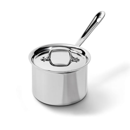 All-Clad D3 3-Ply Stainless Steel Sauce Pan with Lid 2 Quart, Induction, Oven Broiler Safe 600F, Multipurpose, Compatible w/ All Cooktops, For Restaurant or Home Kitchen, Pots & Pans, Cookware, Silver