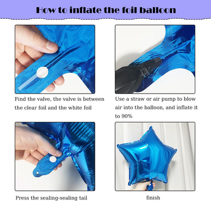 3D Foil Blue Happy Birthday Balloon Banner by [Brand Name] - Star Balloons & Confetti for All Ages