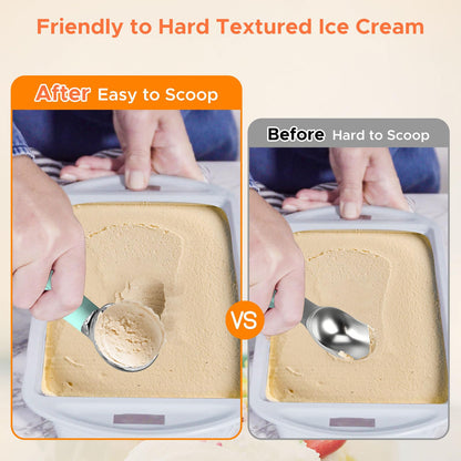 LT LAUDTEC Heated Ice Cream Scoop, Rechargeable Electric Warming Scooper, LED Display, Heats to 158F, IP67 Waterproof, Easy for Seniors & Kids (Blue)