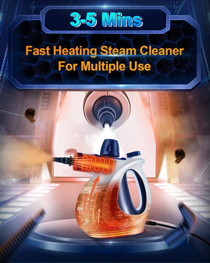 Skiennix Handheld Steam Cleaner - Multi-Surface Pressurized Steamer with 11-Piece Accessory Set | All-Natural Cleaning Solution for Home, Car, and Upholstery
