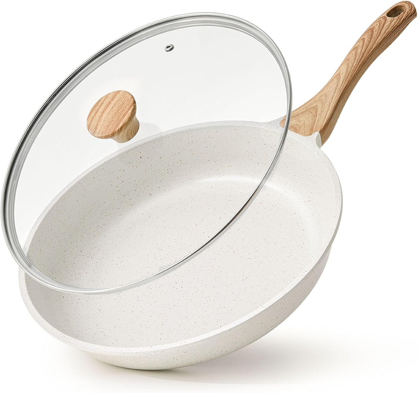 SENSARTE Nonstick Ceramic Frying Pan - Induction Compatible Chef's Skillet with Lid | 8-12.5 Inch, PFAS-Free