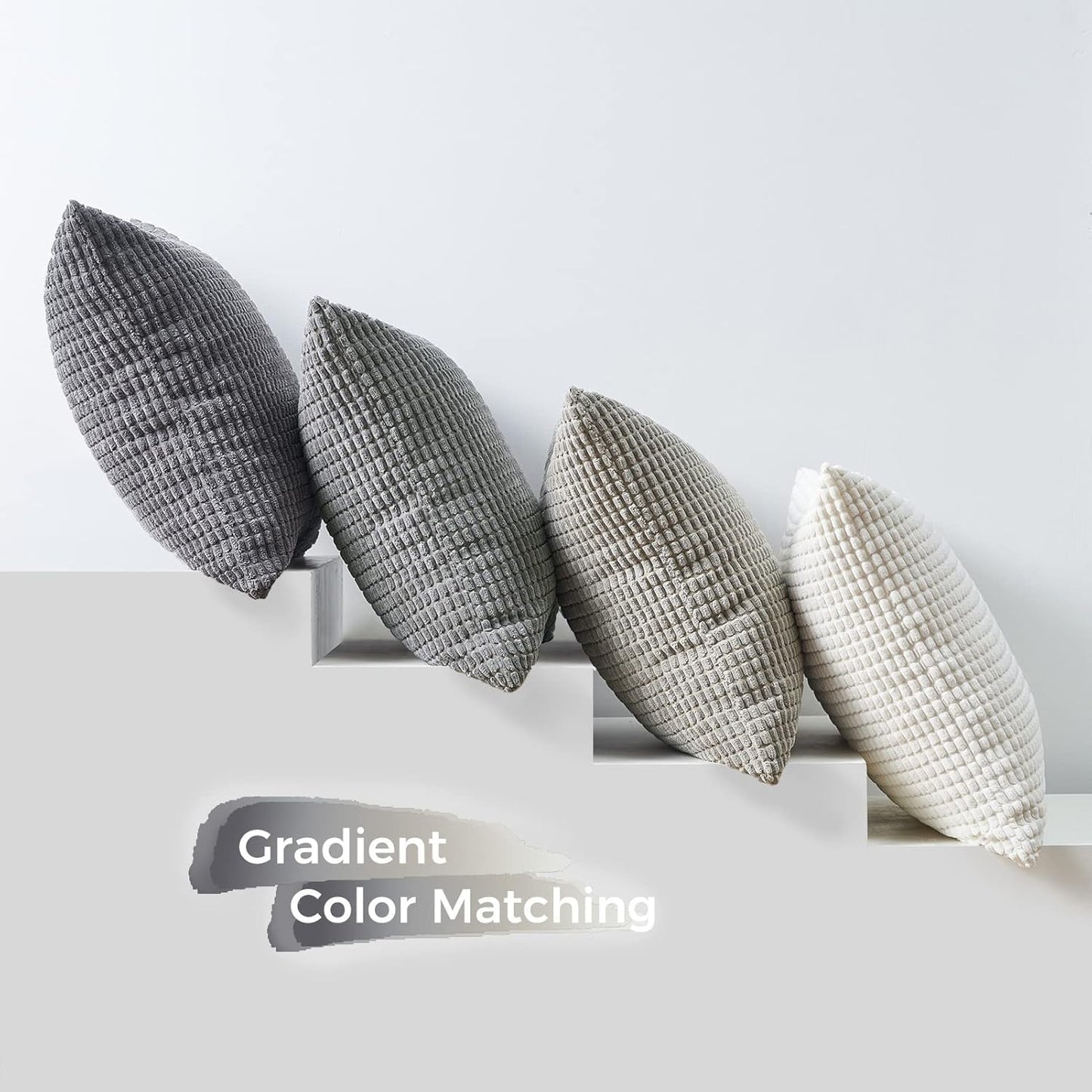 Topfinel 4 Packs Grey Decorative Throw Pillow Covers 24x24 Inch for Living Room Couch Bed Sofa, Boho Western Farmhouse Home Decor, Square Soft Moss Corduroy Fall Cushion Case 60x60 cm