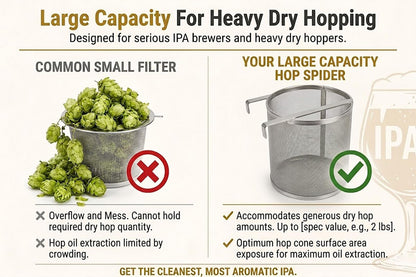 Hop Spider 300 Micron Mesh Stainless Steel Hop Filter Strainer for Home Beer Brewing Kettle