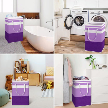 HomeHacks 2 Pack Large Laundry Baskets, Waterproof, Freestanding Laundry Hampers, Collapsible Clothes Hamper with Reinforced Handles in Laundry, College Dorm, Bathroom, Bedroom (Purple, 88Lx2)