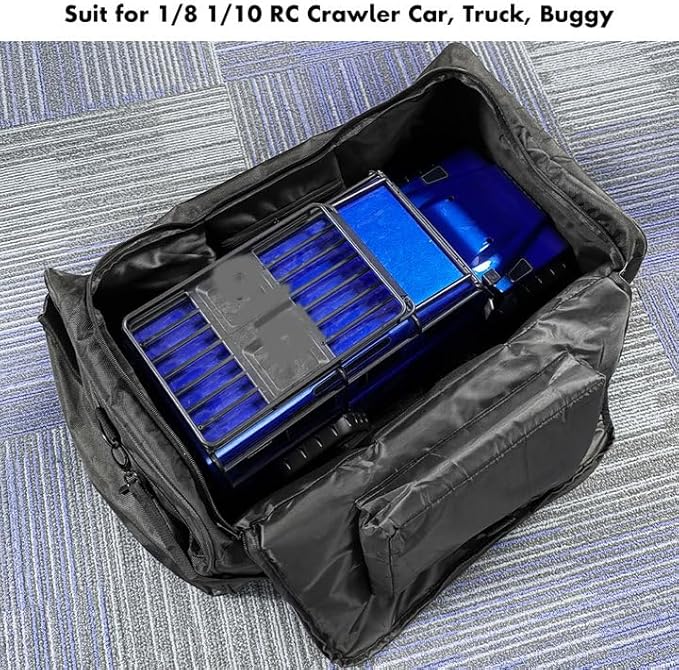GLOBACT RC Car Bag with Bottom Partition for Traxxas TRX4 Axial SCX10 Tamiya CC01 Arrma Mojave 1/8 1/10 RC Crawler Truck Car